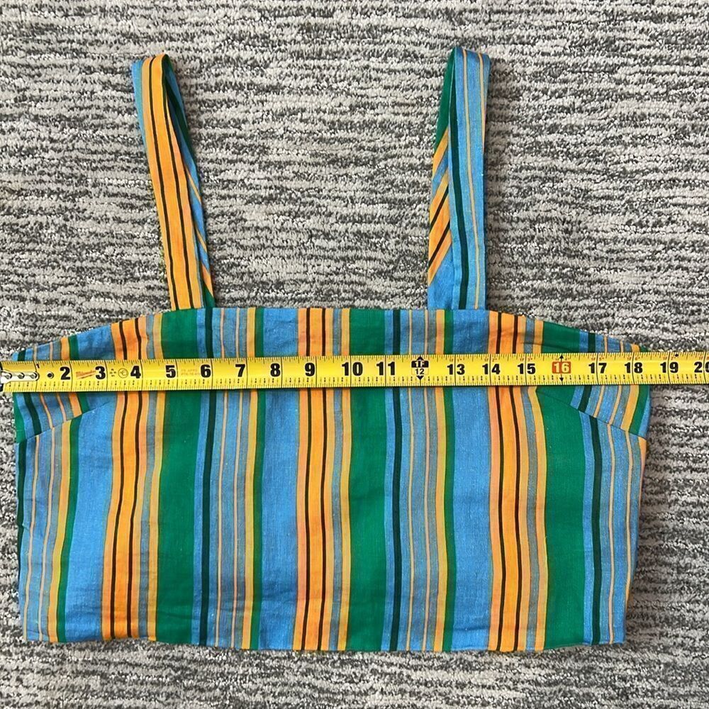 New Staud Linen Rigina Top in Ibiza Stripe Size 10 - Picture 5 of 12